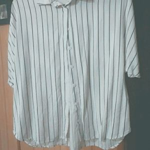 Striped white and black button up shirt